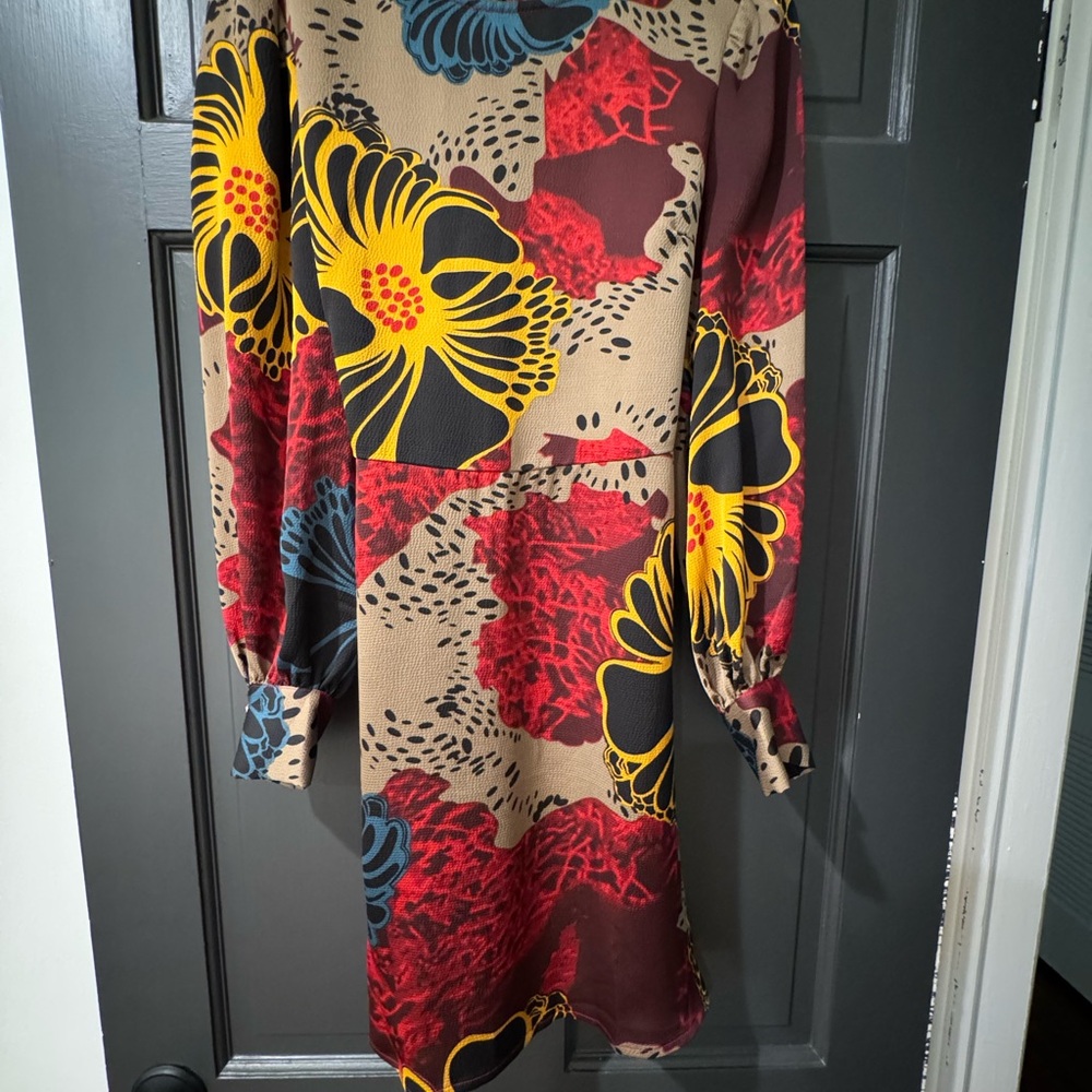 Traffic People Multicolor Floral Long Sleeve Dress